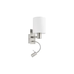 Eglo Vägglampa Pasteri Stål Satin Nickel 40 | IP20 - Inkl. Spot och Exkl. 1x E27