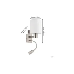 Eglo Vägglampa Pasteri Stål Satin Nickel 40 | IP20 - Inkl. Spot och Exkl. 1x E27