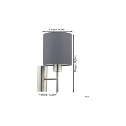 Eglo Vägglampa Pasteri Stål Satin Nickel | IP20 - Passande för 1x E27