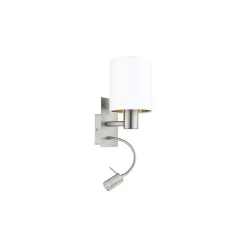 Eglo Vägglampa Pasteri Stål Satin Nickel 40 | IP20 - Inkl. Spot och Exkl. 1x E27