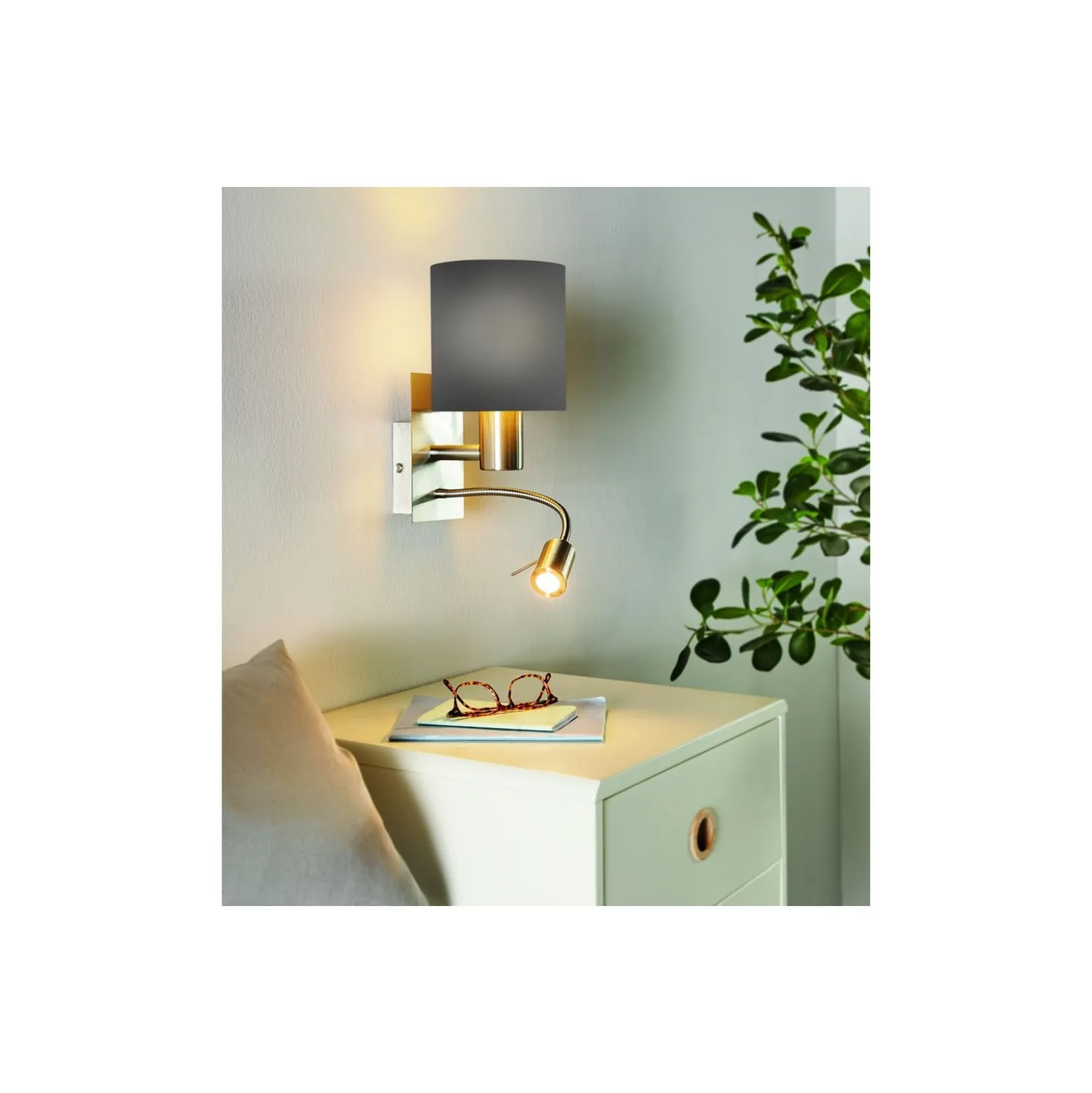 Eglo Vägglampa Pasteri Stål Satin Nickel 40 | IP20 - Inkl. Spot och Exkl. 1x E27