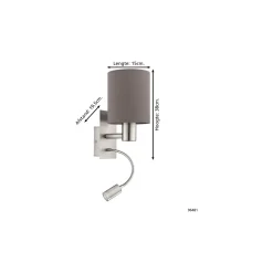 Eglo Vägglampa Pasteri Stål Satin Nickel 40 | IP20 - Inkl. Spot och Exkl. 1x E27