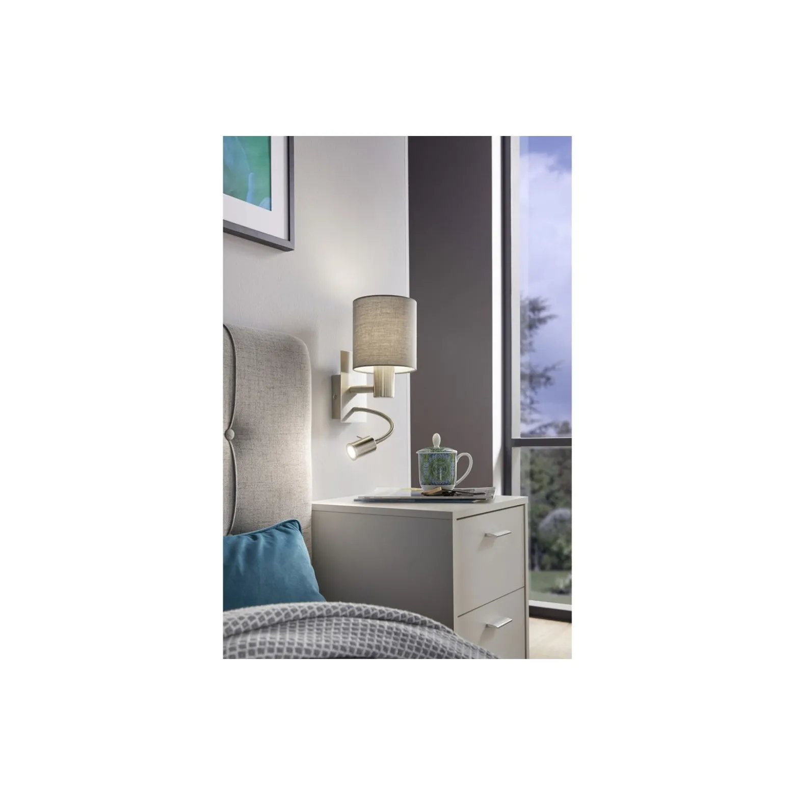 Eglo Vägglampa Pasteri Stål Satin Nickel 40 | IP20 - Inkl. Spot och Exkl. 1x E27