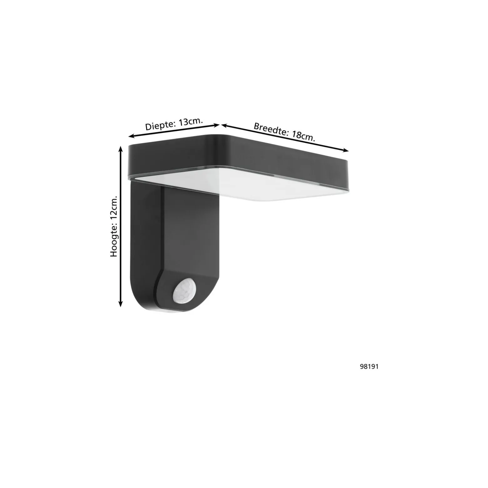 Eglo Vägglampa Pastion Solar Svart 4W 200lm - 830 Varm Vit | IP44 - Rörelsesensor