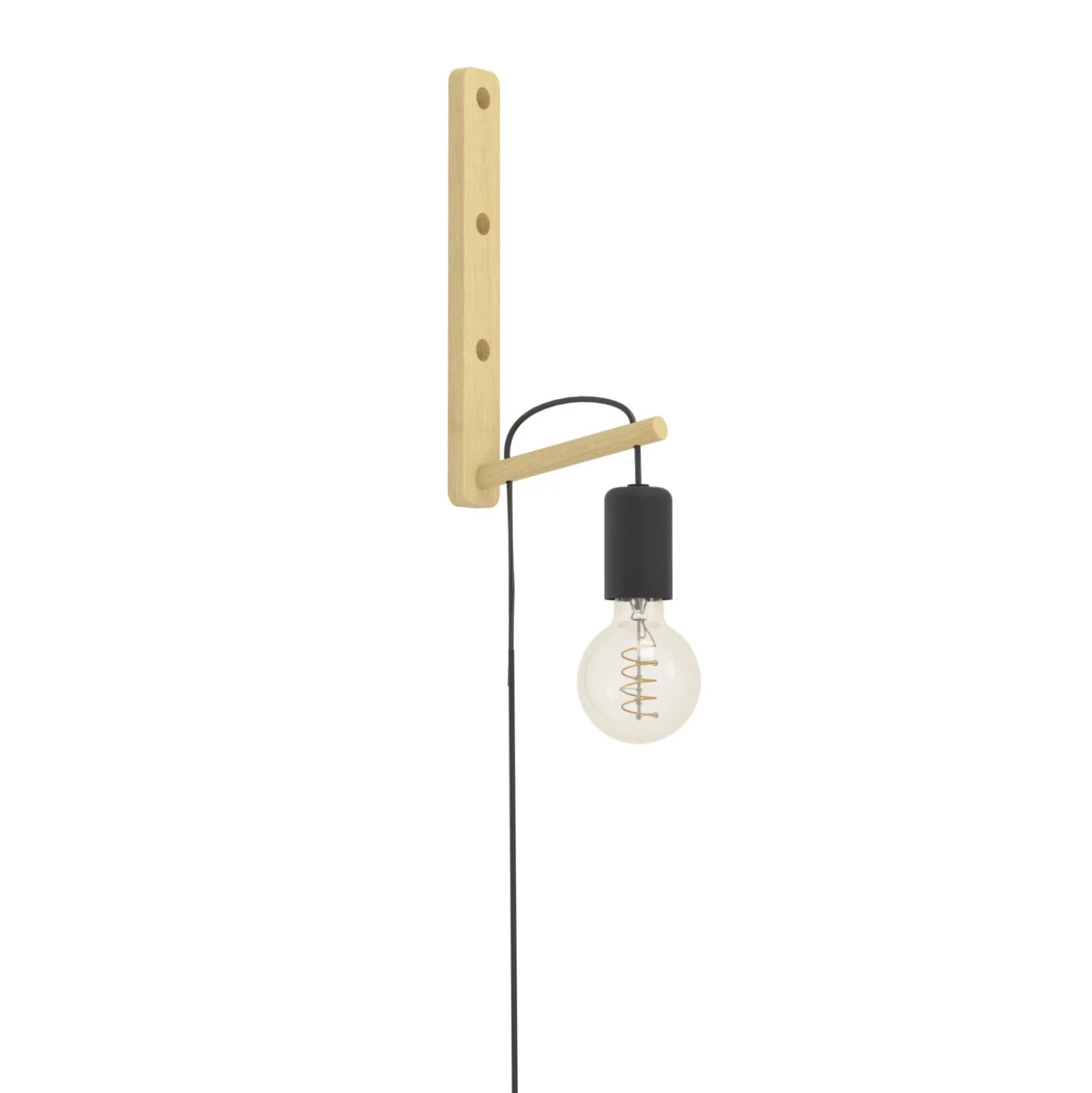 Eglo Vägglampa Pockley Trä Stål Brun Svart | Passande För 1x E27