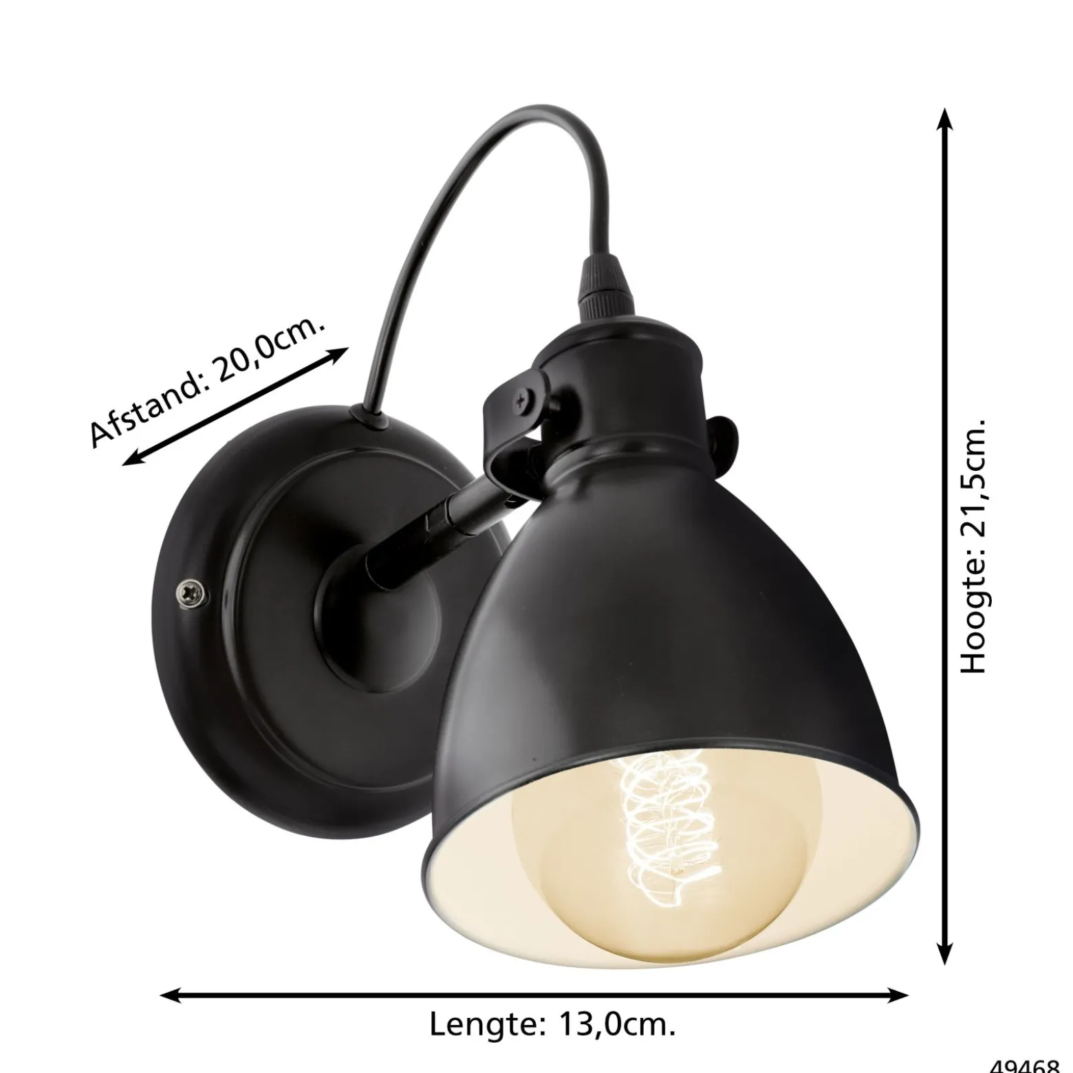 Eglo Vägglampa Priddy Stål Svart | Passande För 1x E27