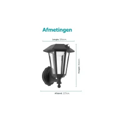 Eglo Vägglampa Prietta Solar Svart 6W 800lm - 827 Extra Varm Vit | IP44 - Rörelsesensor