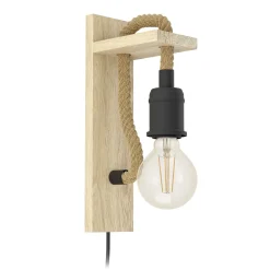 Eglo Vägglampa Rampside Stål Svart Trä | Passande För 1x E27