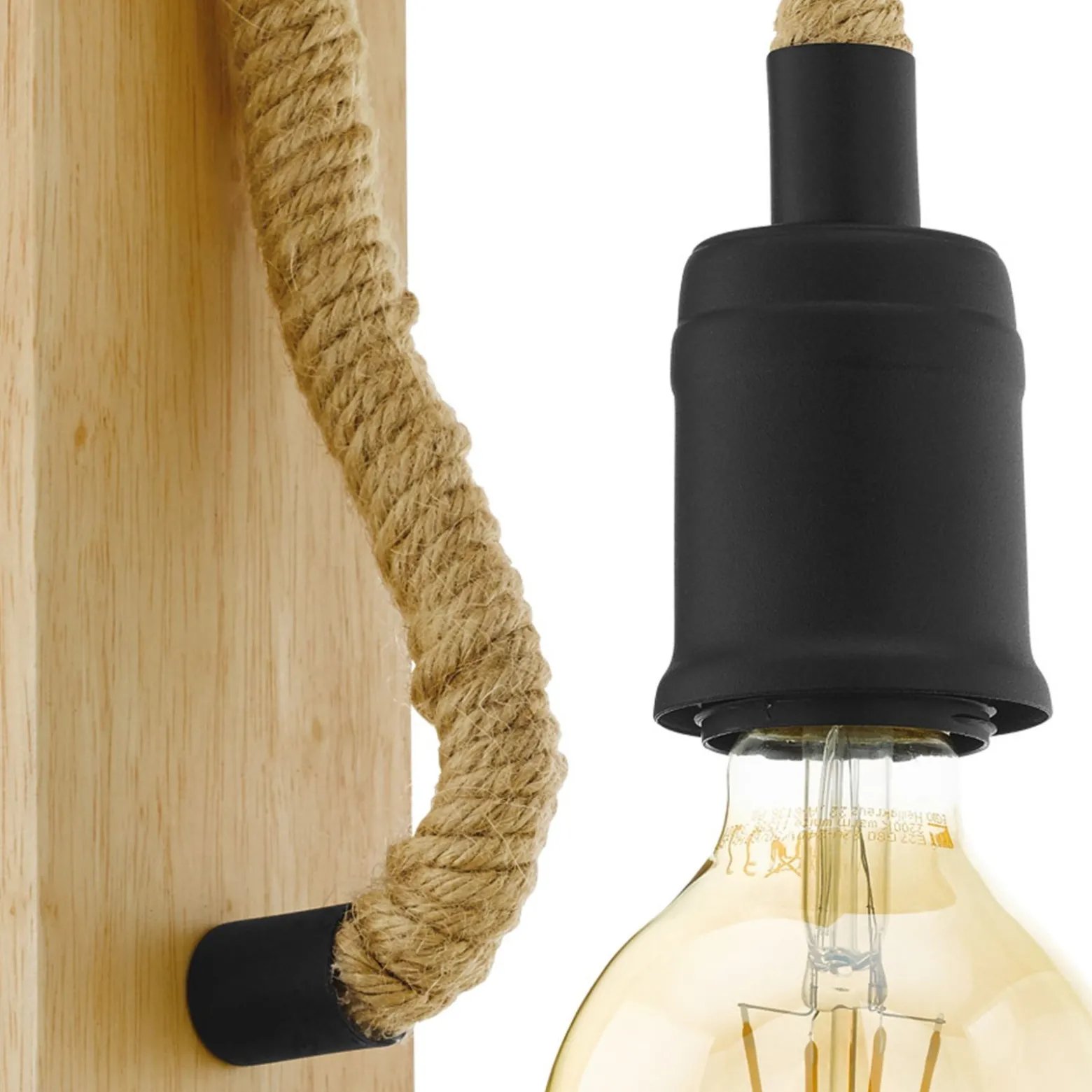 Eglo Vägglampa Rampside Stål Svart Trä | Passande För 1x E27