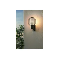 Eglo Vägglampa Ravello Stål Svart | IP44 - Passande för 1x E27 - Rörelsesensor
