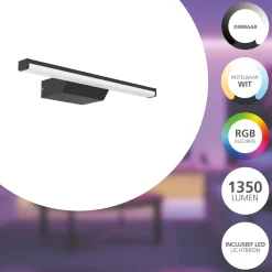 Eglo Vägglampa Regello-Z Plast Svart 12W 1350lm - 827-865 Justerbar Vit | IP44 - Dimbar