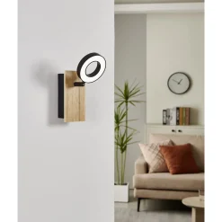 Eglo Vägglampa Rielves Trä Svart 4W 500lm - 830 Varm Vit