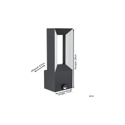 Eglo Vägglampa Riforano Aluminium Svart 5W 550lm - 830 Varm Vit | IP44 - Rörelsesensor