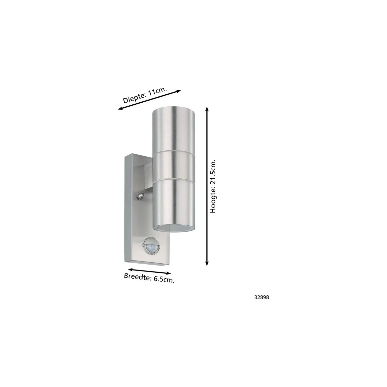 Eglo Vägglampa Riga 5 Rostfritt Stål Up & Down 2W 250lm - 830 Varm Vit | IP44 - Rörelsesensor