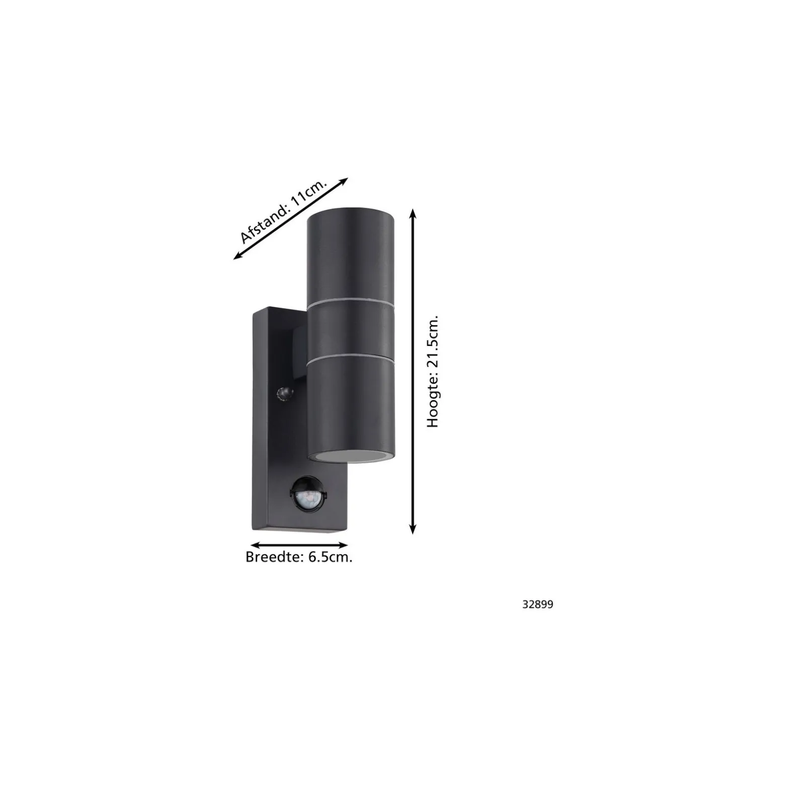 Eglo Vägglampa Riga 5 Stål Antracit Up & Down 2W 250lm - 830 Varm Vit | IP44 - Rörelsesensor