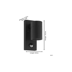 Eglo Vägglampa Riga 5 Stål Svart 2W 250lm - 830 Varm Vit | IP44 - Rörelsesensor