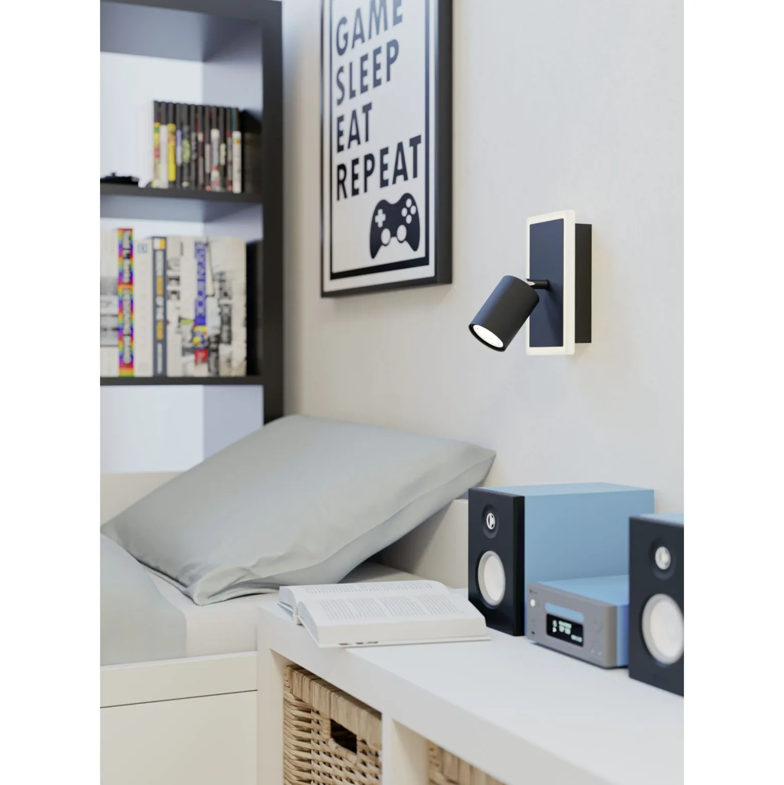 Eglo Vägglampa Rimbocchi 1 Stål Svart 7W 850lm - 830 Varm Vit