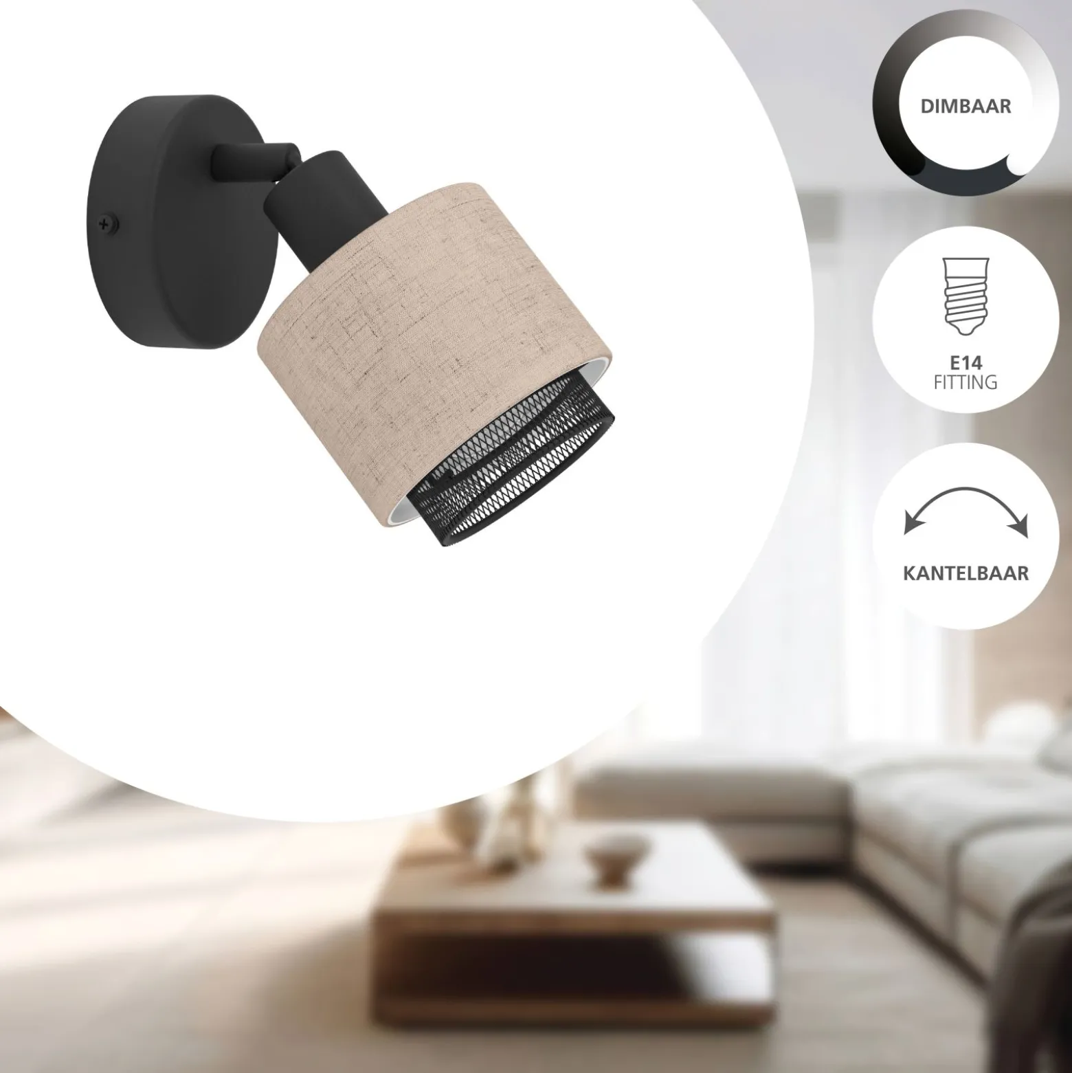 Eglo Vägglampa Rosley Stål Svart | Passande För 1x E14