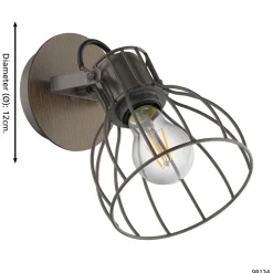 Eglo Vägglampa Sambatello Trä Stål Brun Silver | Passande För 1x E27