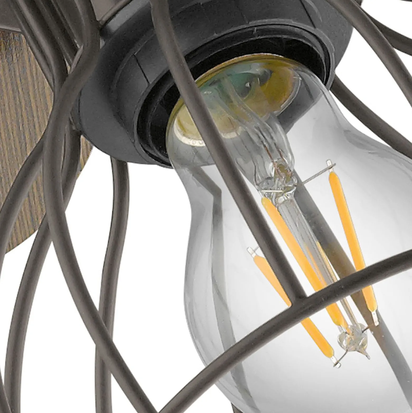 Eglo Vägglampa Sambatello Trä Stål Brun Silver | Passande För 1x E27