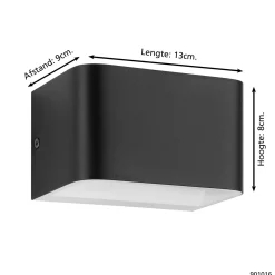 Eglo Vägglampa Sania 4 Aluminium Svart Vit 6W 670lm - 830 Varm Vit