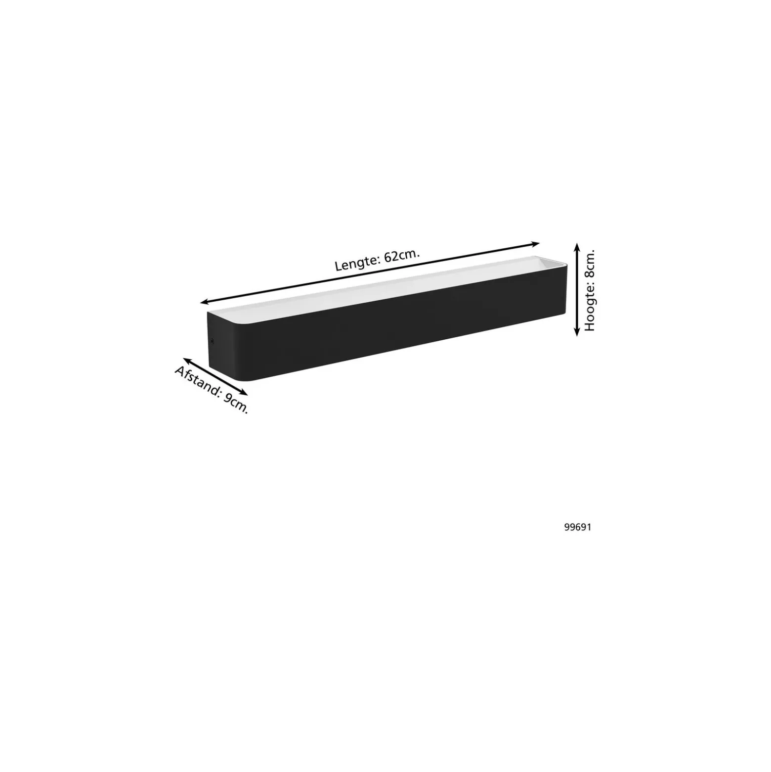 Eglo Vägglampa Sania 5 Stål Svart Vit 26.5W 3200lm - 830 Varm Vit | IP44
