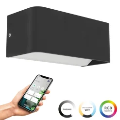 Eglo Vägglampa Sania-Z Aluminium Svart 10W 1180lm - 827-865 Justerbar Vit | IP55 - Dimbar