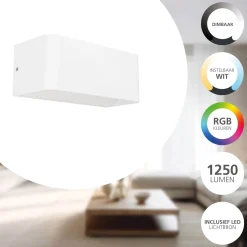 Eglo Vägglampa Sania-Z Aluminium Vit 10W 1180lm - 827-865 Justerbar Vit | IP55 - Dimbar