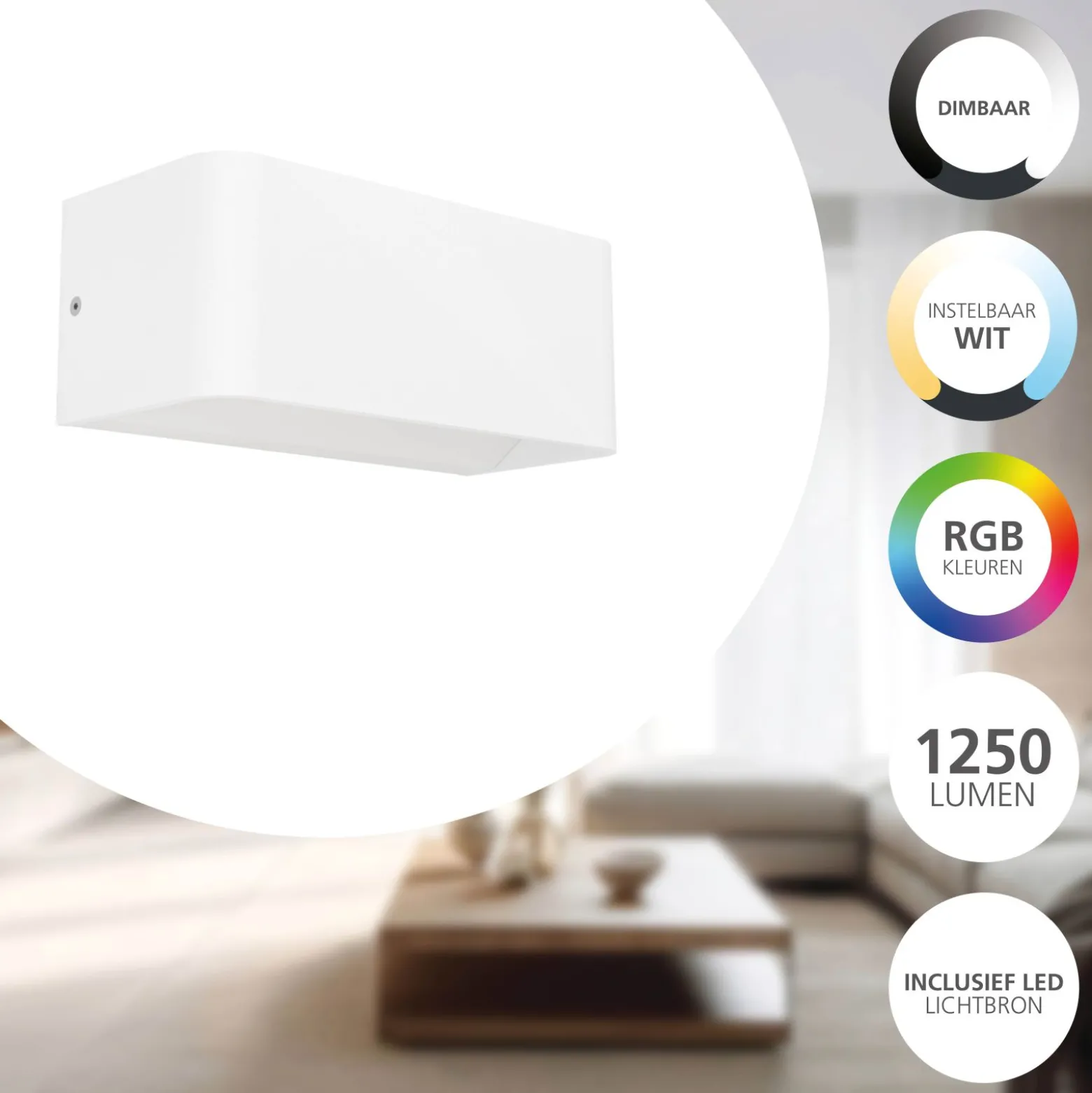 Eglo Vägglampa Sania-Z Aluminium Vit 10W 1180lm - 827-865 Justerbar Vit | IP55 - Dimbar