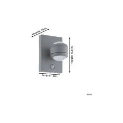 Eglo Vägglampa Sesimba 1 Stål Silver Up & Down 3W 330lm - 830 Varm Vit | IP44 - Rörelse- och Ljussensor
