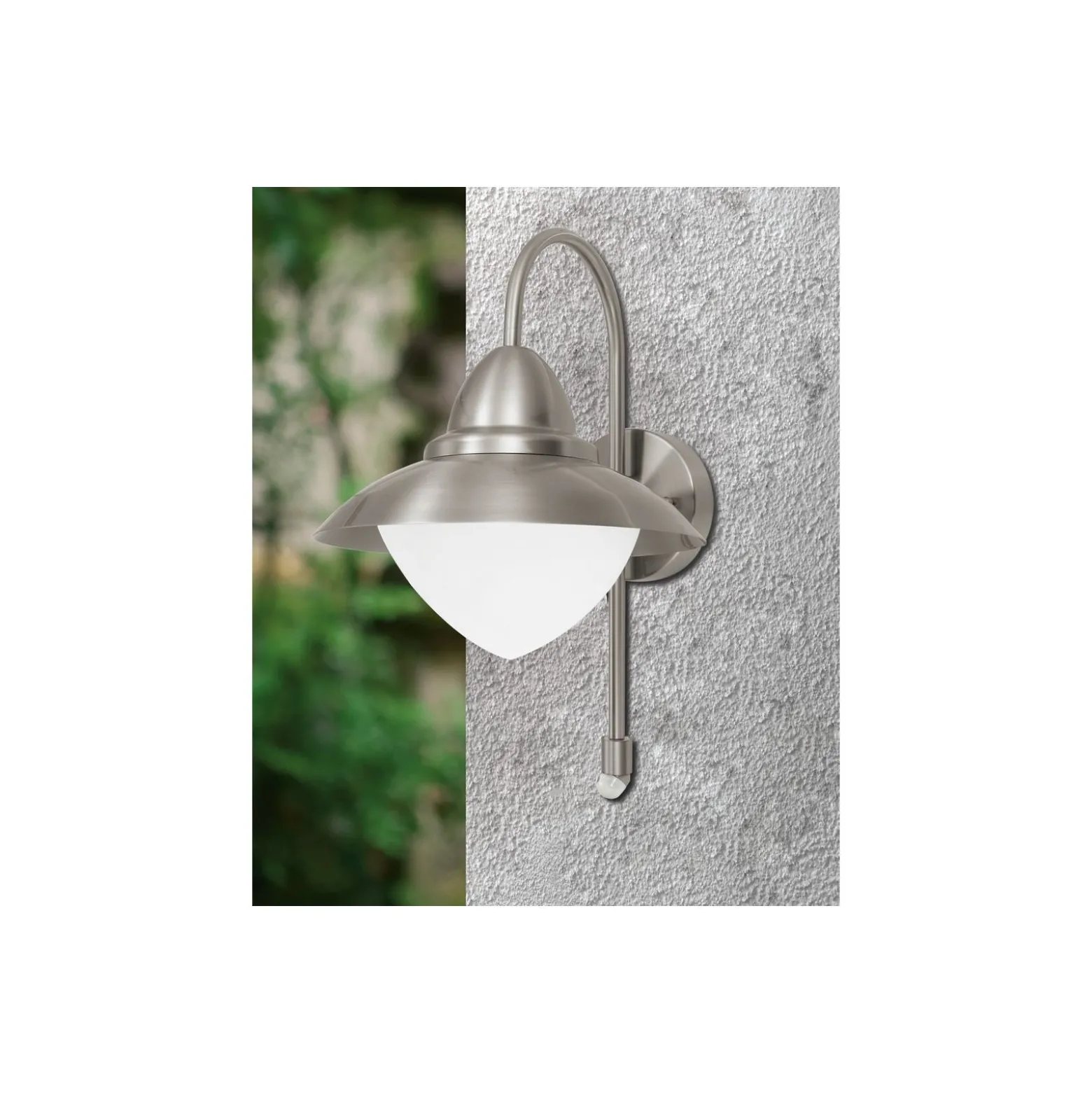 Eglo Vägglampa Sidney Rostfritt Stål | IP44 - Passande för 1x E27 - Rörelsesensor