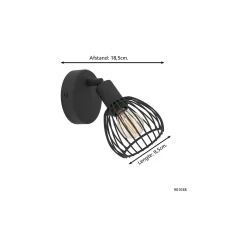 Eglo Vägglampa Sonni Stål Svart | IP20 - Passande för 1x E14