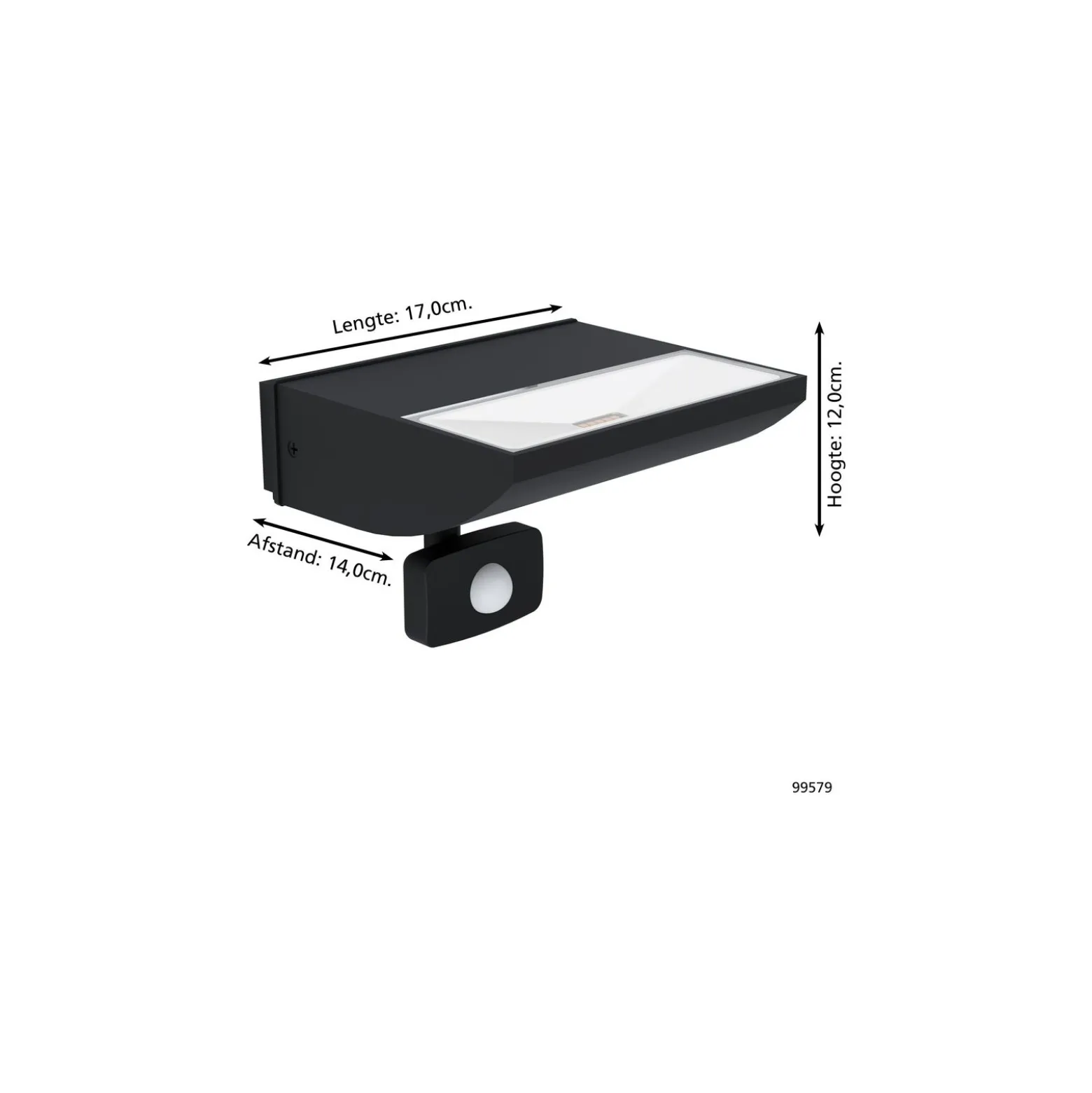 Eglo Vägglampa Sorronaro Aluminium Svart 10W 1000lm - 830 Varm Vit | IP65 - Rörelsesensor