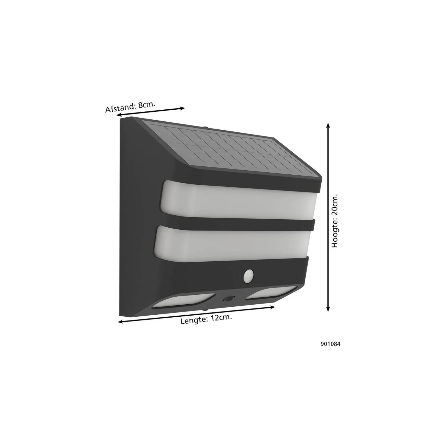 Eglo Vägglampa Stiappa Solar Svart 6W 800lm - 840 Kallvit | IP65 - Rörelsesensor