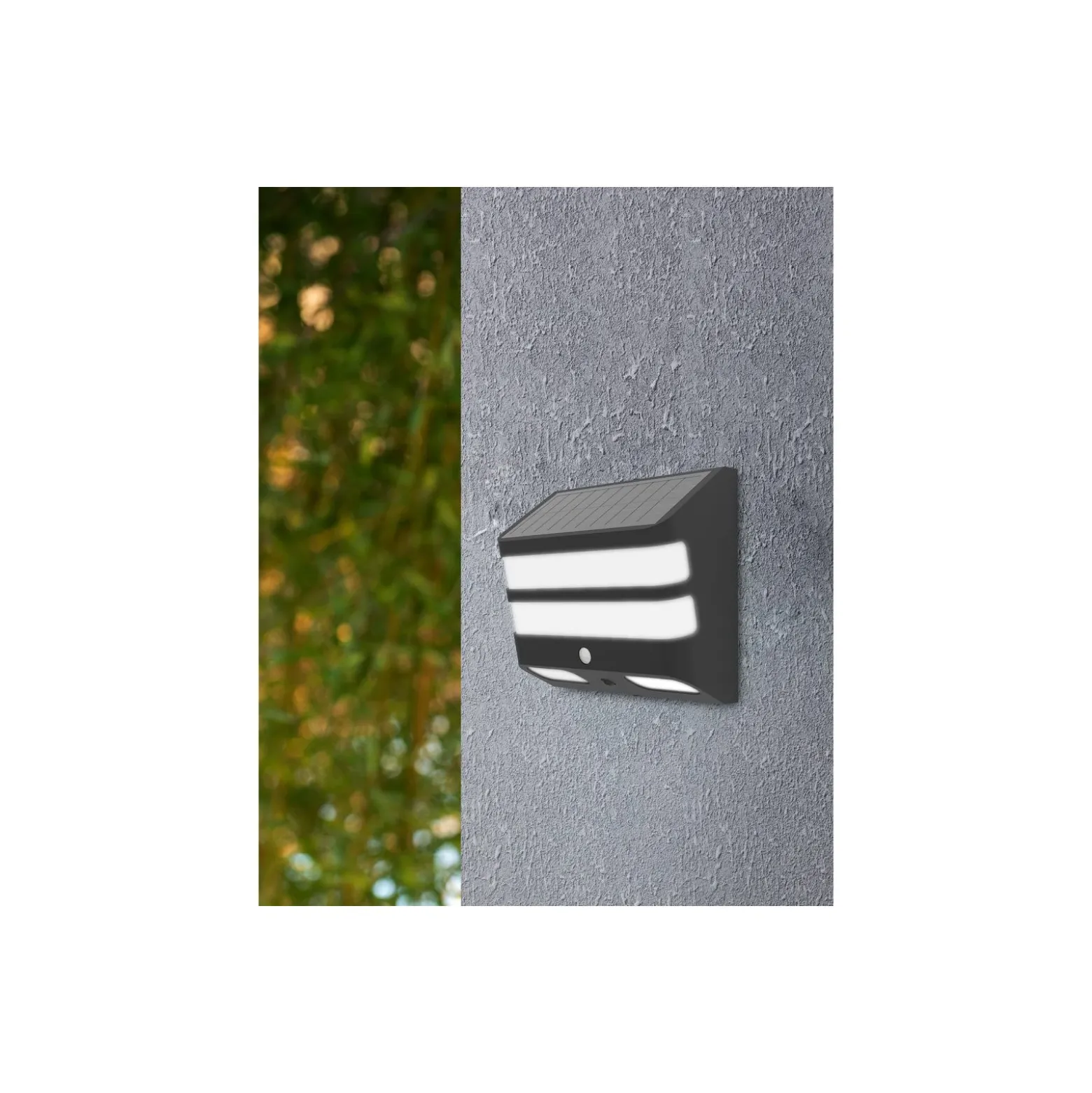 Eglo Vägglampa Stiappa Solar Svart 6W 800lm - 840 Kallvit | IP65 - Rörelsesensor