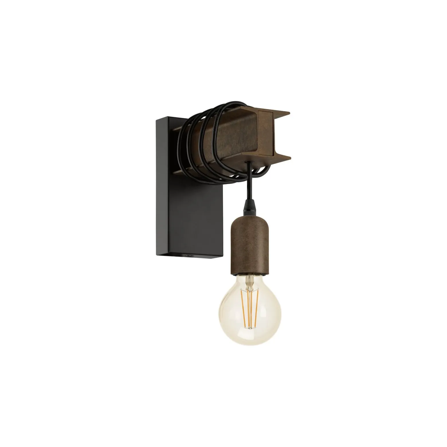 Eglo Vägglampa Townshend 4 Stål Svart Brun | IP20 - Passande för 1x E27