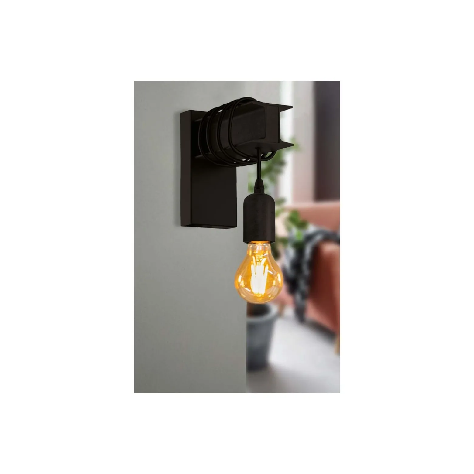 Eglo Vägglampa Townshend 6 Stål Svart | IP20 - Passande för 1x E27
