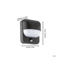 Eglo Vägglampa Trabada 1 Aluminium Svart | IP44 - Passande för 1x E27 - Ljussensor