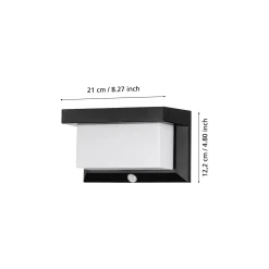 Eglo Vägglampa Utrera Solar Svart 800lm - 840 Kallvit | IP44 - Rörelsesensor