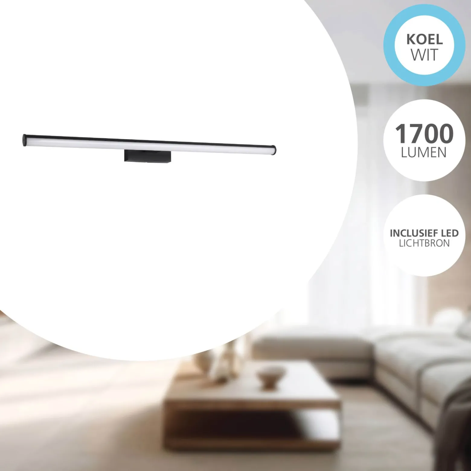 Eglo Vägglampa Vadumi Plast Svart Vit 14W 1700lm - 840 Kallvit | IP44