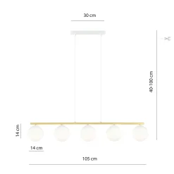 Emibig Pendellampa Allora Stål Vit | Passande för 5x E14 - Max 10W