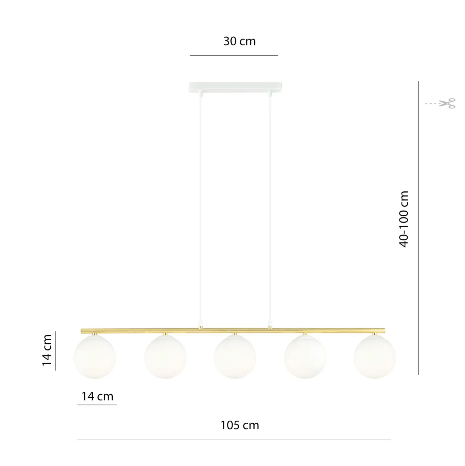 Emibig Pendellampa Allora Stål Vit | Passande för 5x E14 - Max 10W