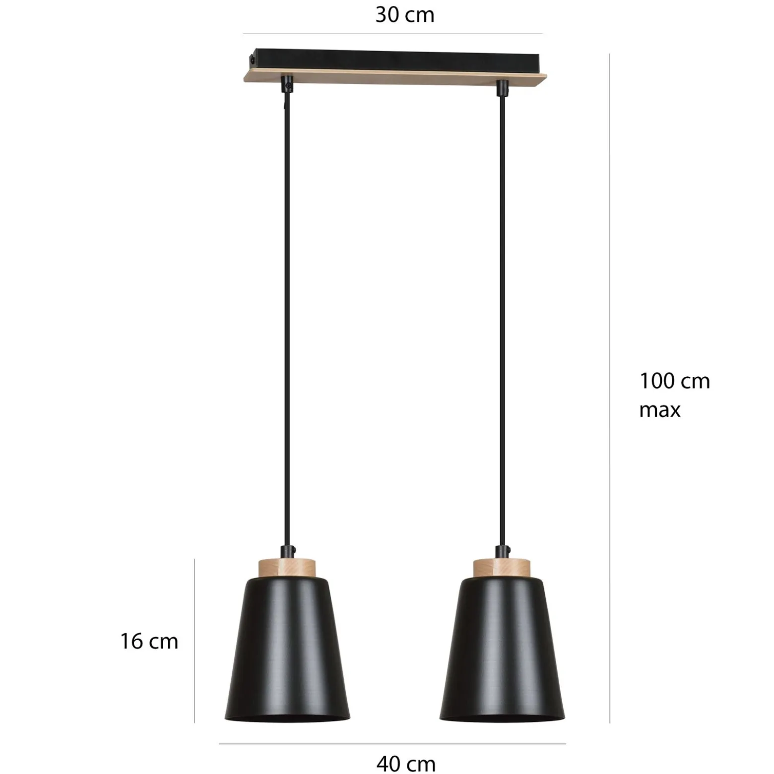 Emibig Pendellampa Bolero Stål Svart | Passande för 2x E27 - Max 15W