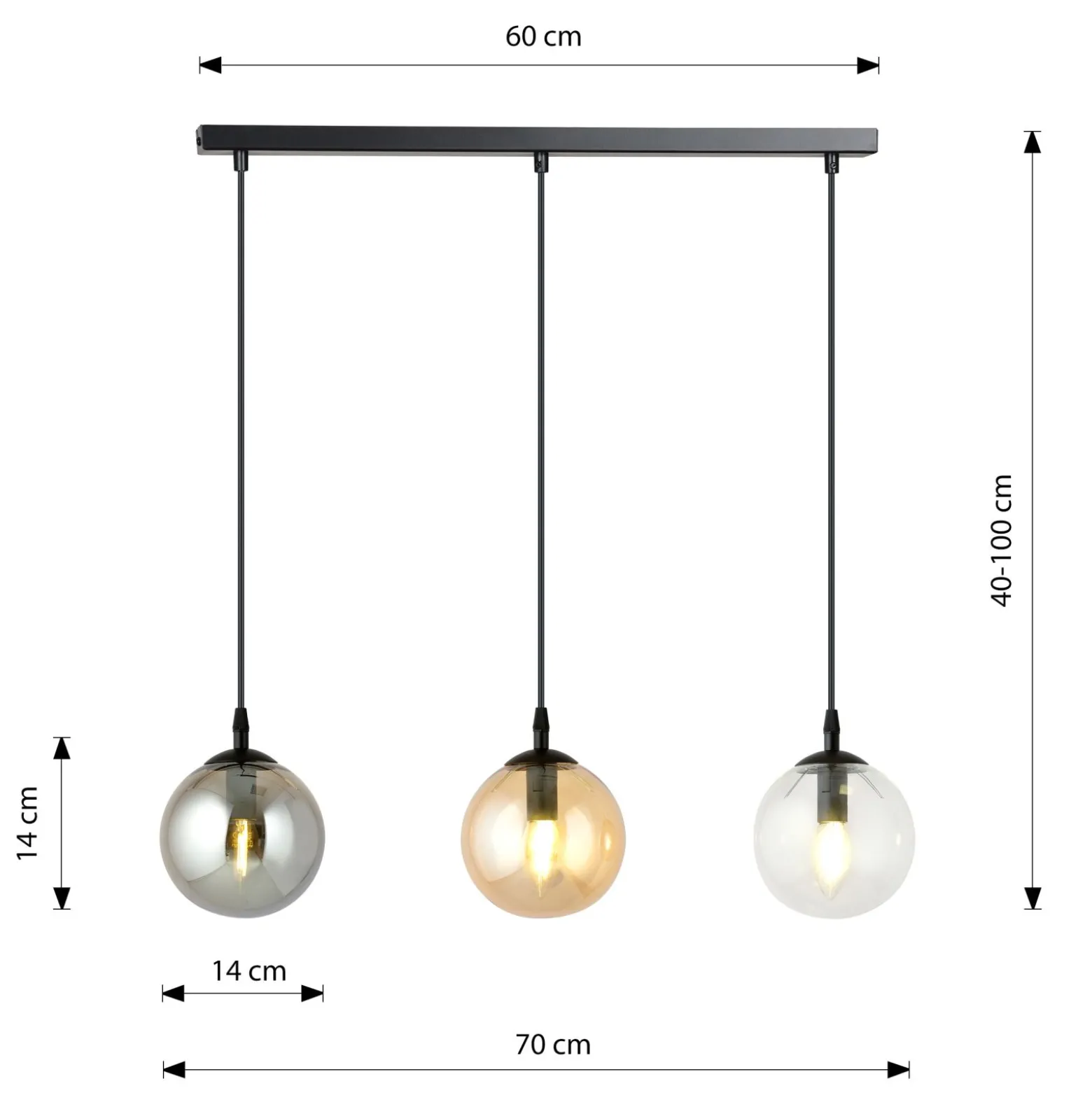 Emibig Pendellampa Cosmo Stål Svart | Passande för 3x E14 - Max 10W