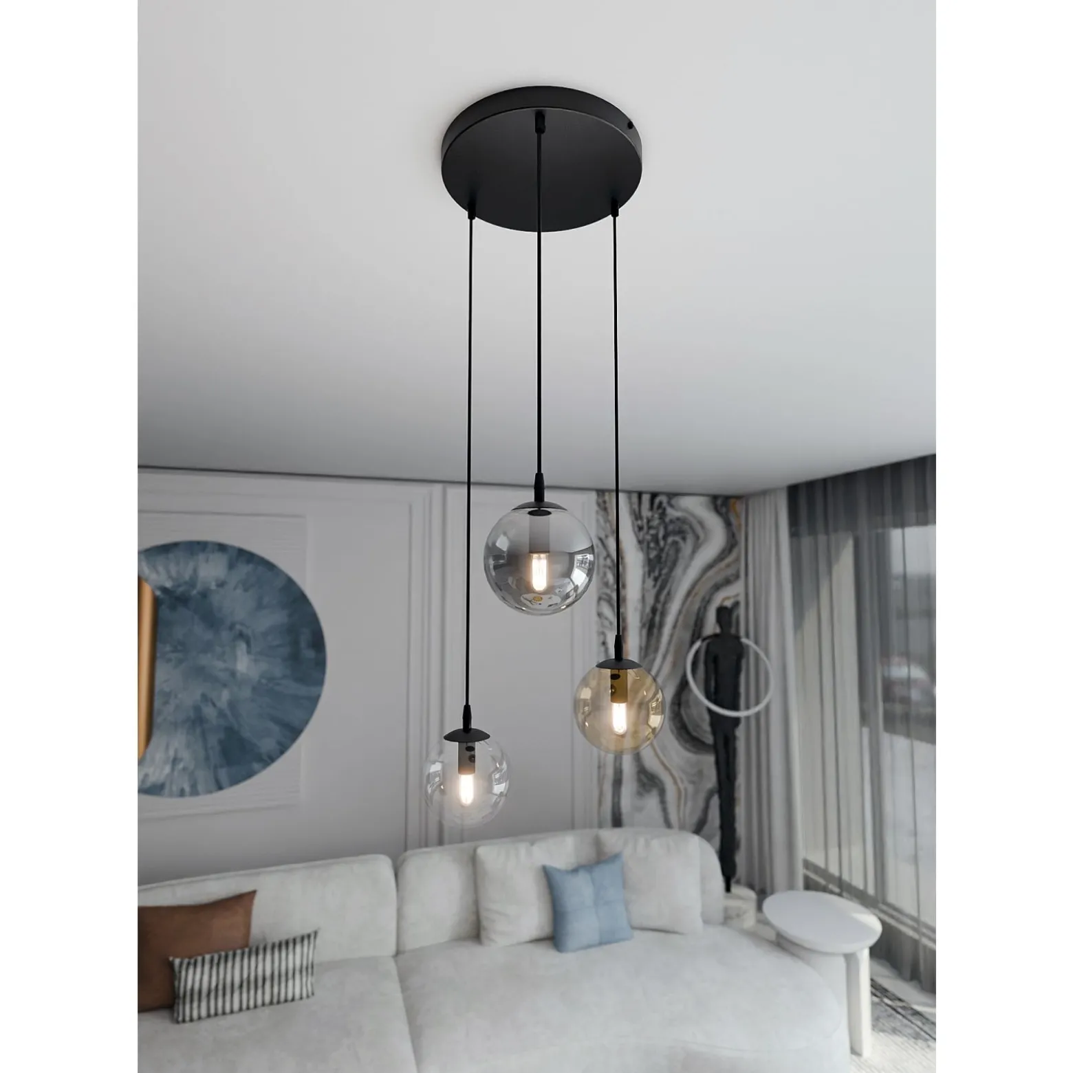 Emibig Pendellampa Cosmo Stål Svart | Passande för 3x E14 - Max 10W