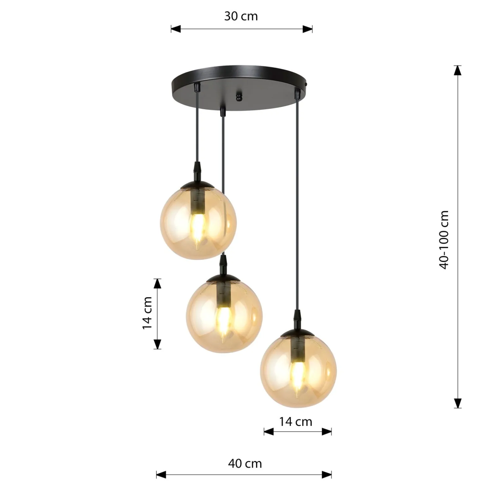 Emibig Pendellampa Cosmo Stål Svart | Passande för 3x E14 - Max 10W