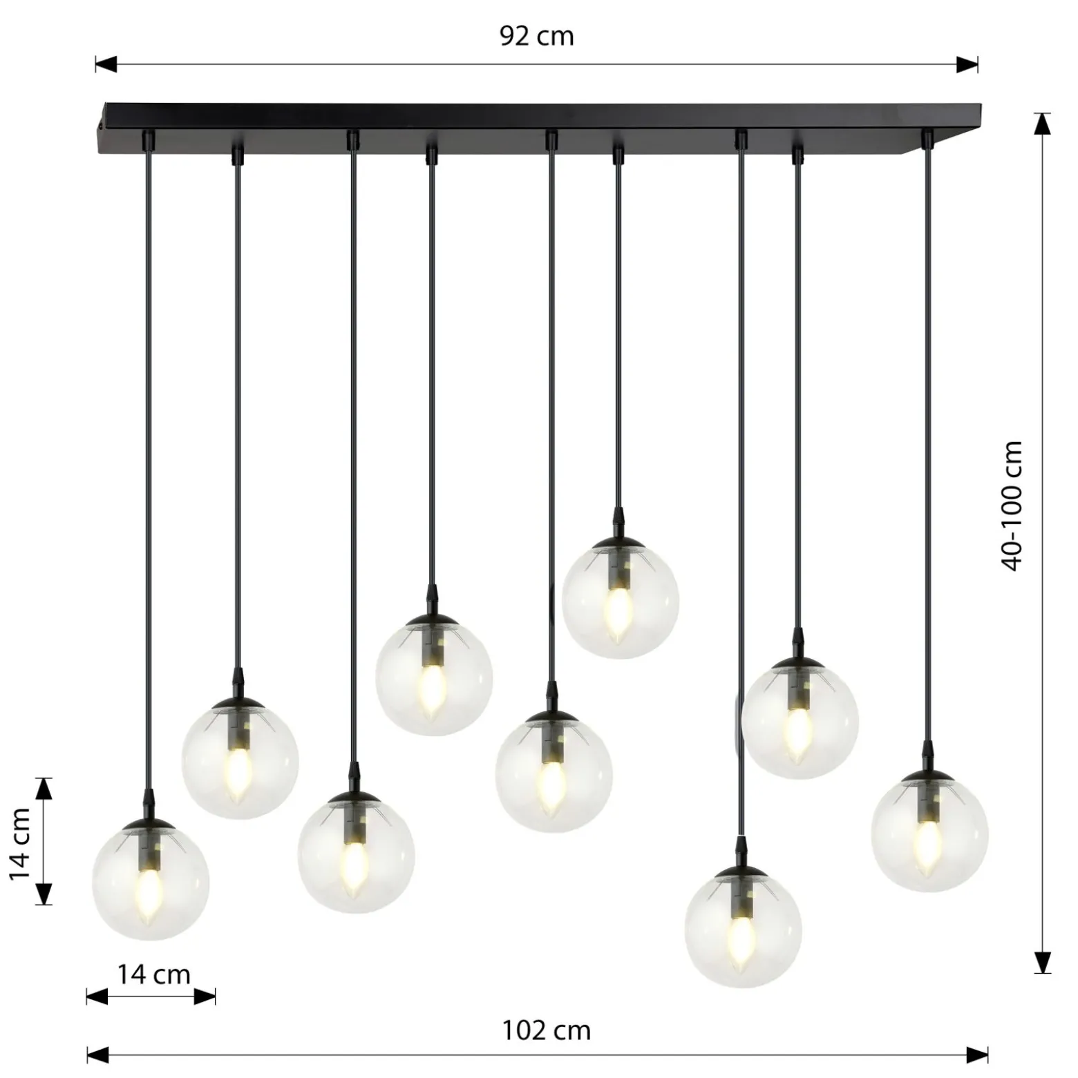 Emibig Pendellampa Cosmo Stål Svart | Passande för 9x E14 - Max 10W