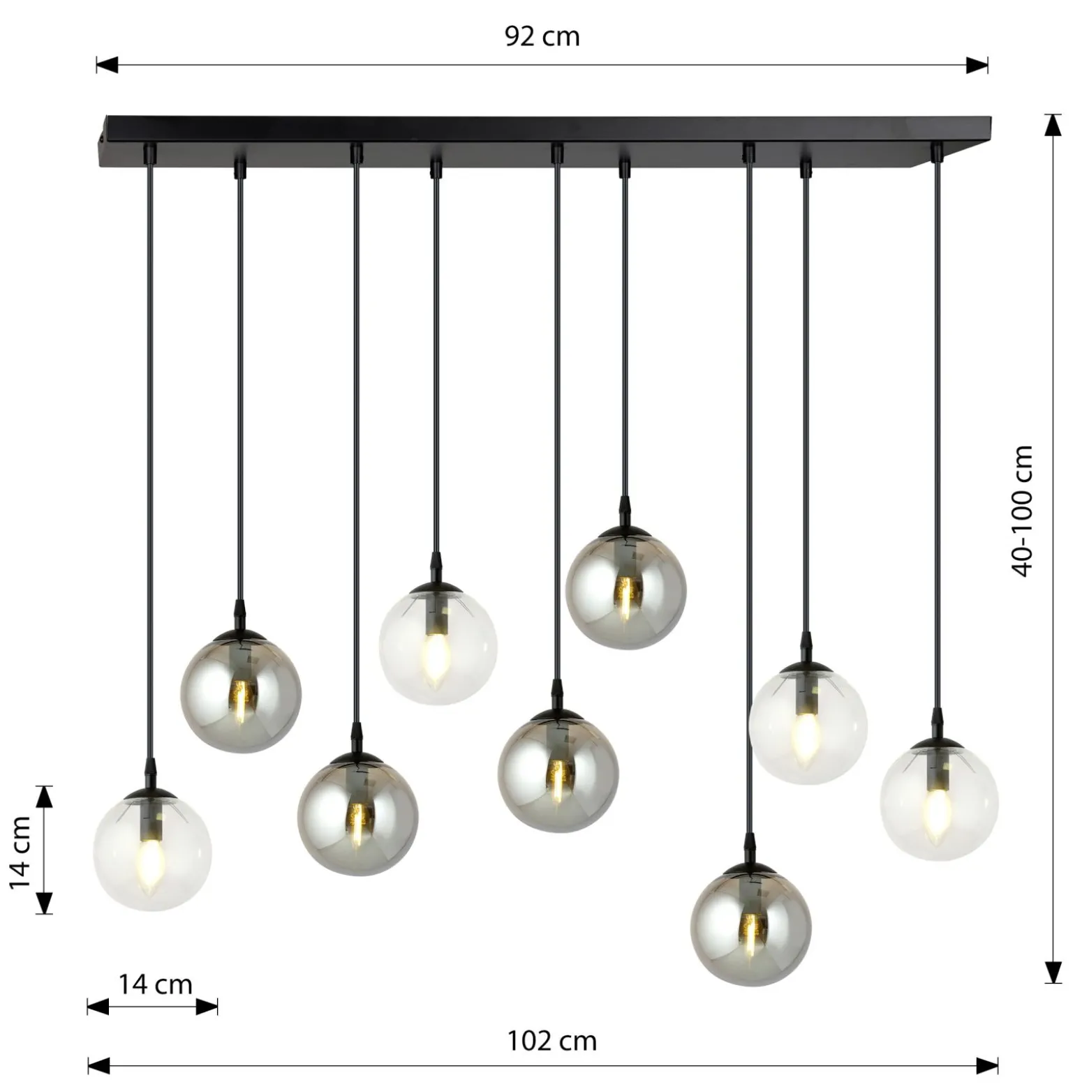 Emibig Pendellampa Cosmo Stål Svart | Passande för 9x E14 - Max 10W