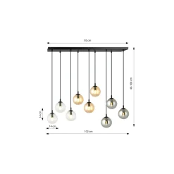Emibig Pendellampa Cosmo Stål Svart | Passande för 9x E14 - Max 10W