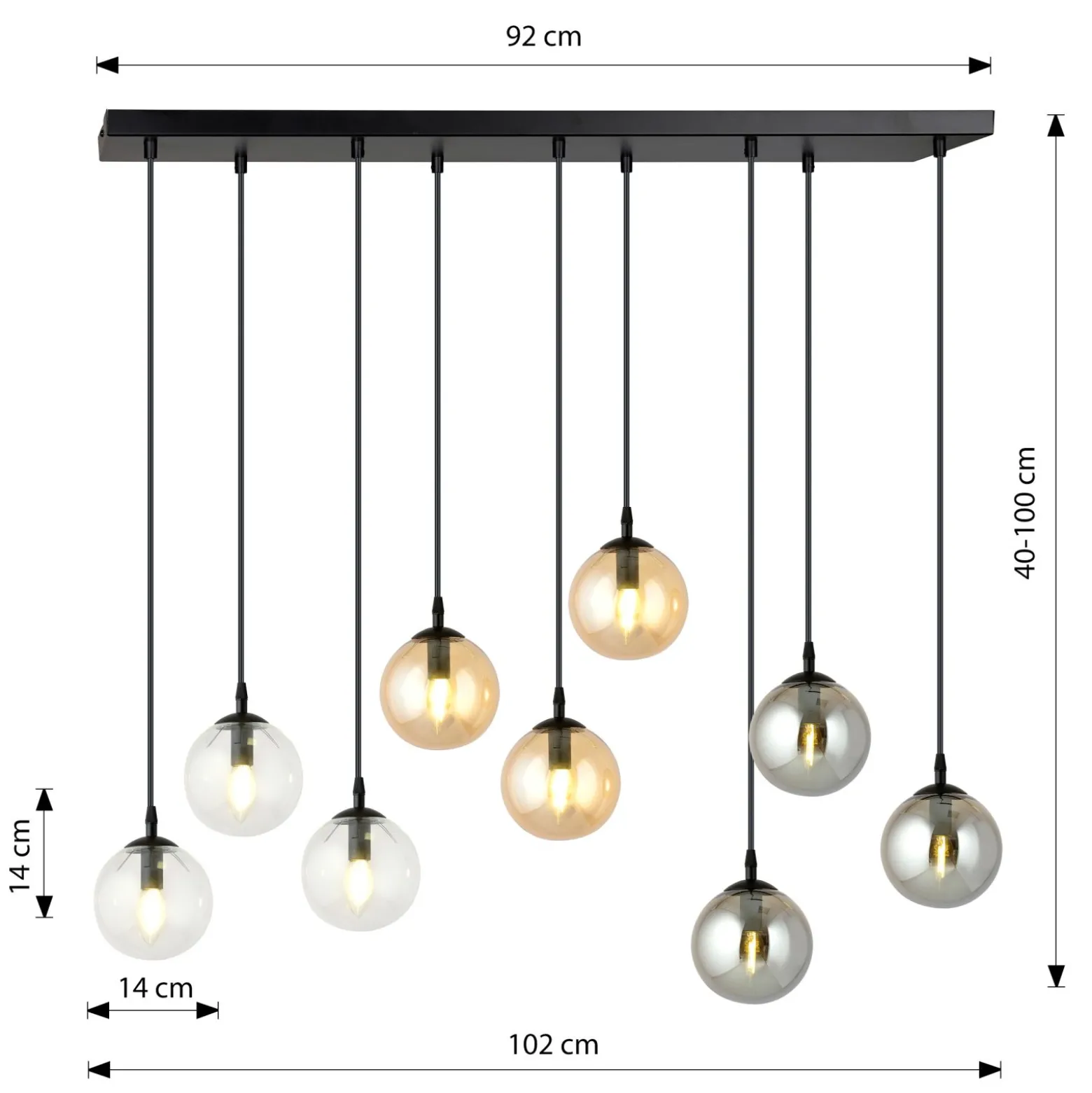 Emibig Pendellampa Cosmo Stål Svart | Passande för 9x E14 - Max 10W